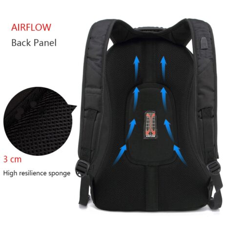 Breatheble backpack with airflow