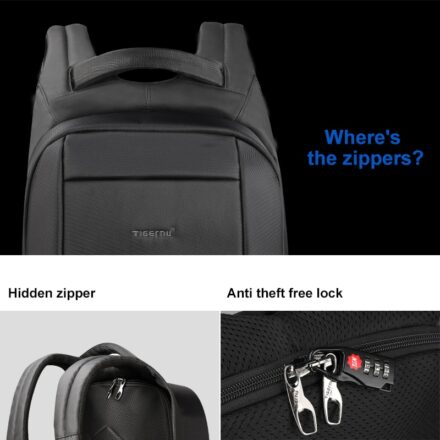 anti theft backpack with hidden zipper and a lock